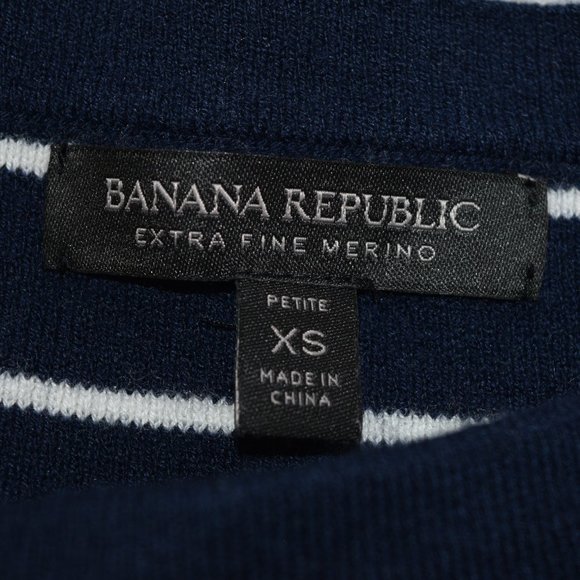 BANANA REPUBLIC NAVY WHITE SWEATER SUPERFINE MERINO BLEND VERY SOFT WAR… - Picture 3 of 9
